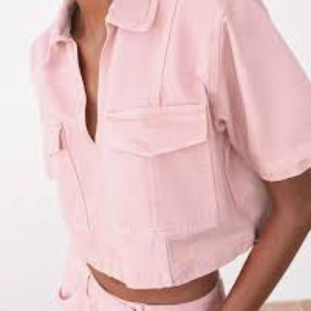 Zara Kids Pink Short Sleeve Jean Jacket